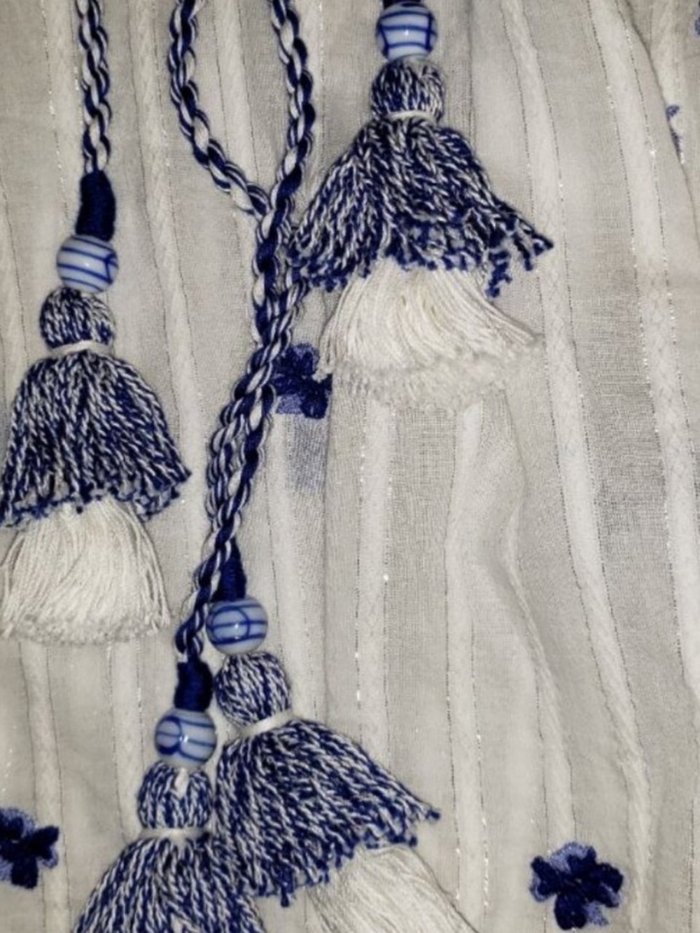Ramy Brook White with blue embroidery Tunic . - Picture 5 of 8